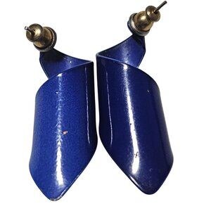 Vintage Blue Enamel Swirl Earrings Classic Statement Fashion Jewelry Women